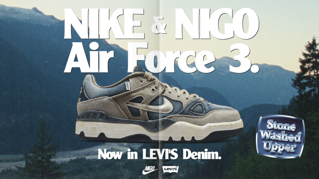 『リーバイス(Levi’s®) × NIGO® × Nike』伝説の三者が織りなす、究極のトリプルコラボスニーカー「Air Force 3 Low」が登場 8 Double Page Enviro Stone Washed