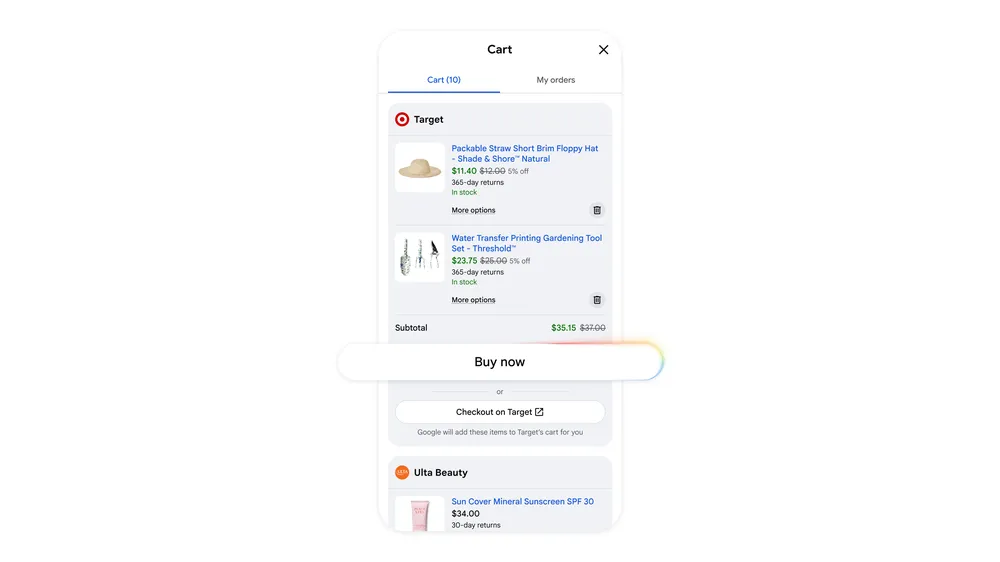 グーグル(Google)、AIショッピング時代へ本格参入:『ユニバーサル・カート』で変わる“購買体験”の主導権 8 3 Checkout Target example wide.width 1000.format webp