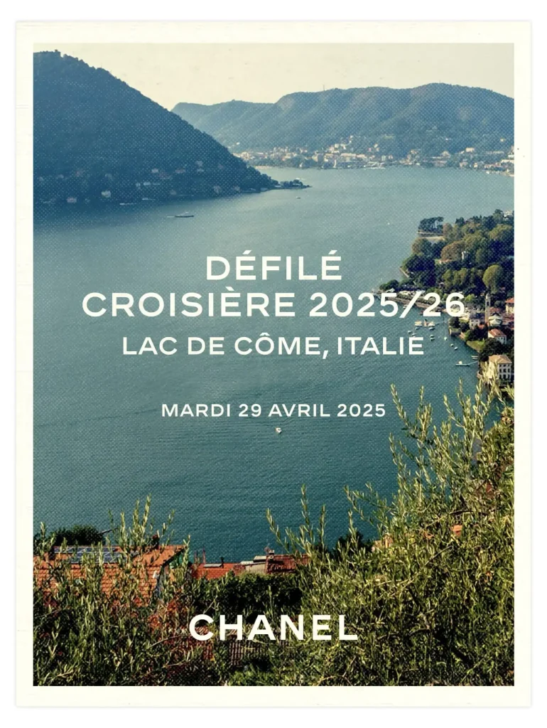 A teaser for Chanel’s cruise show on Lake Como